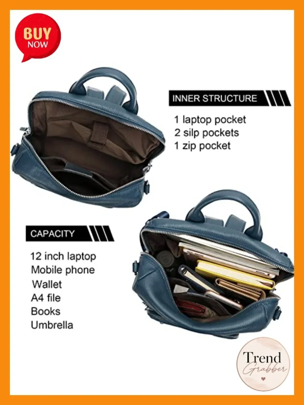Genuine Leather Backpack for Women Large Soft Laptop Daypack Travel